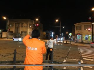 石金交差点で最後のお願い 石金交差点で最後のお願い